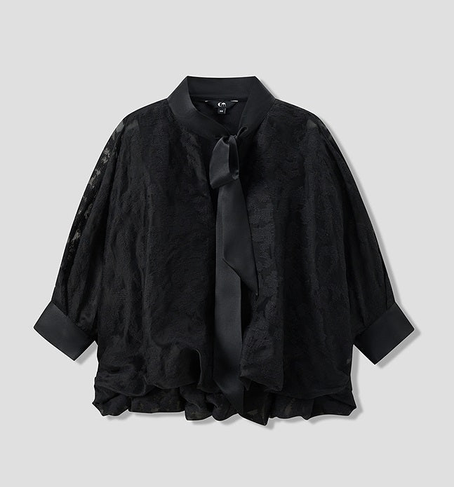 COMME MOI women's V-neck silk embroidered blouse top - TAMAR.