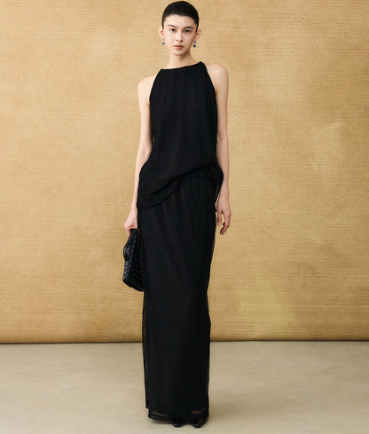 HECO Chinese style wrinkle elastic age-reducing temperament Skirt- ELLA.