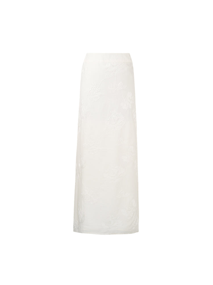 HECO Embossed Jacquard Acetate Long Straight Skirt - COUNCIL