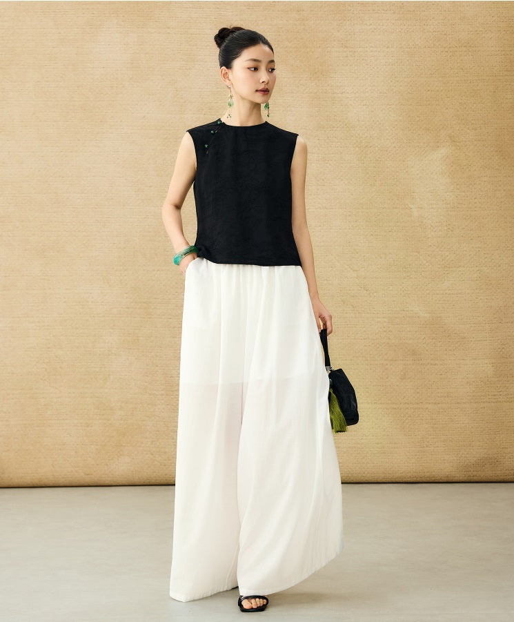 HECO Chinese Diagonal Jacquard Round Neck Vest - HOVER.