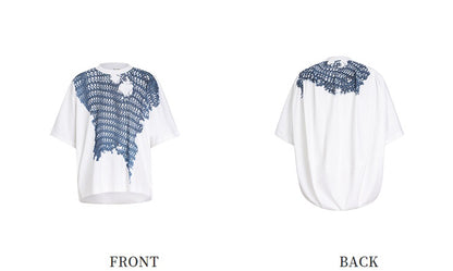 ZHUCHONGYUN woven crew neck short-sleeved T-shirt--OKUMURA.