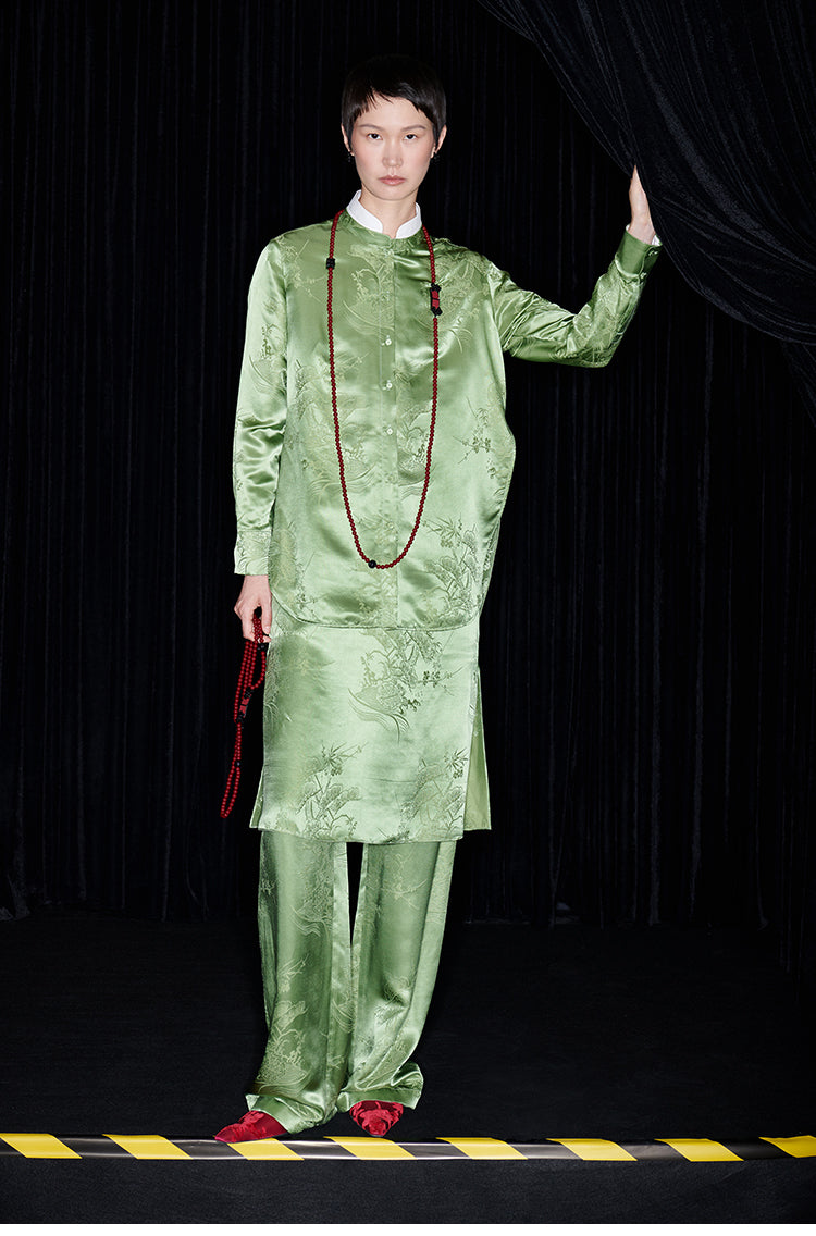 M essential Mackay luxury Jacquard stand-up collar shirt skirt pant set - eleven