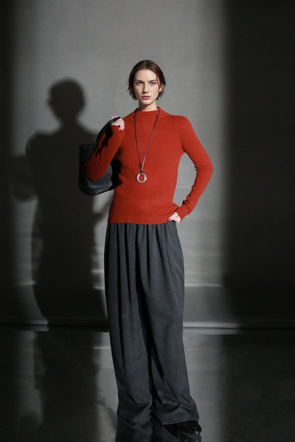 PIAOIN minimalist wool base layer women's turtle neck sweater top-GENA