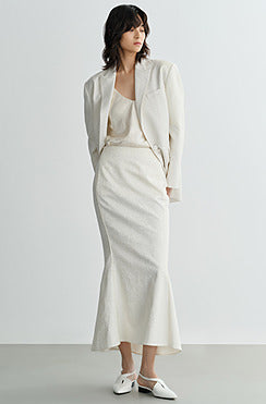 COMME MOI Lv Yan designer spring women's retro jacquard half-length fishtail dress - MARIA.