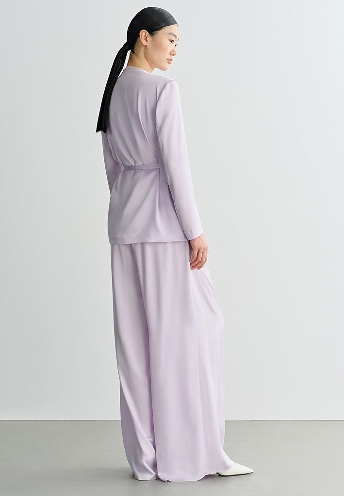 COMME MOI  Double-Sided Satin Lace-up Purple Straight top - NORA.