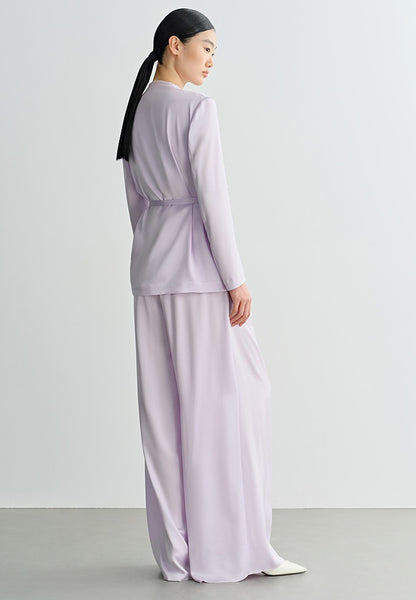 COMME MOI  Double-Sided Satin Lace-up Purple Straight top - NORA.