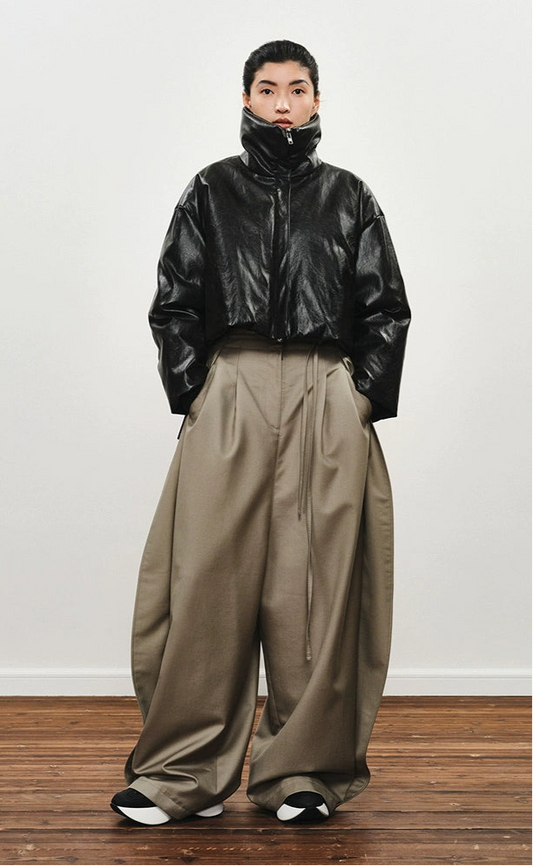 ZHUCHONGYUN comfortable silky sheep wool loose long wide-leg pants-MEGUMI.
