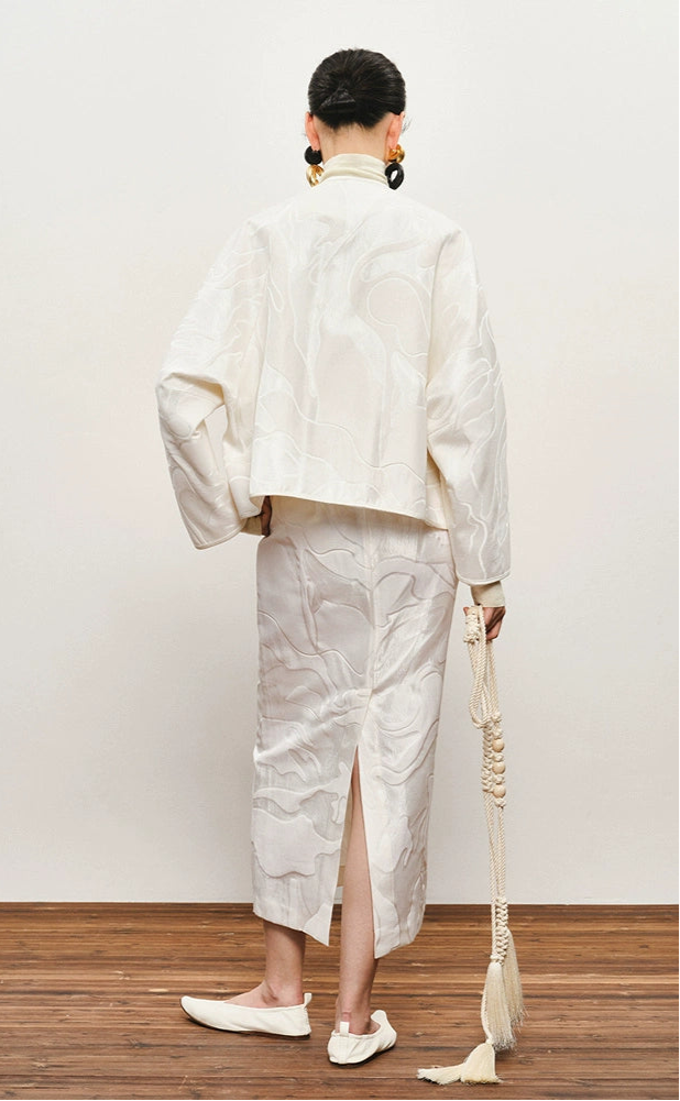 ZHUCHONGYUN Jacquard Crew Neck Loose Straight Jacket-MANCY.