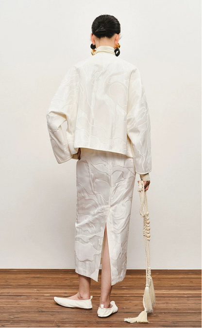 ZHUCHONGYUN Jacquard Crew Neck Loose Straight Jacket-MANCY.