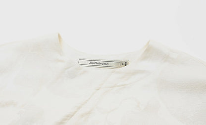 ZHUCHONGYUN white glossy finish loose short-sleeved top-ONIZUKA.
