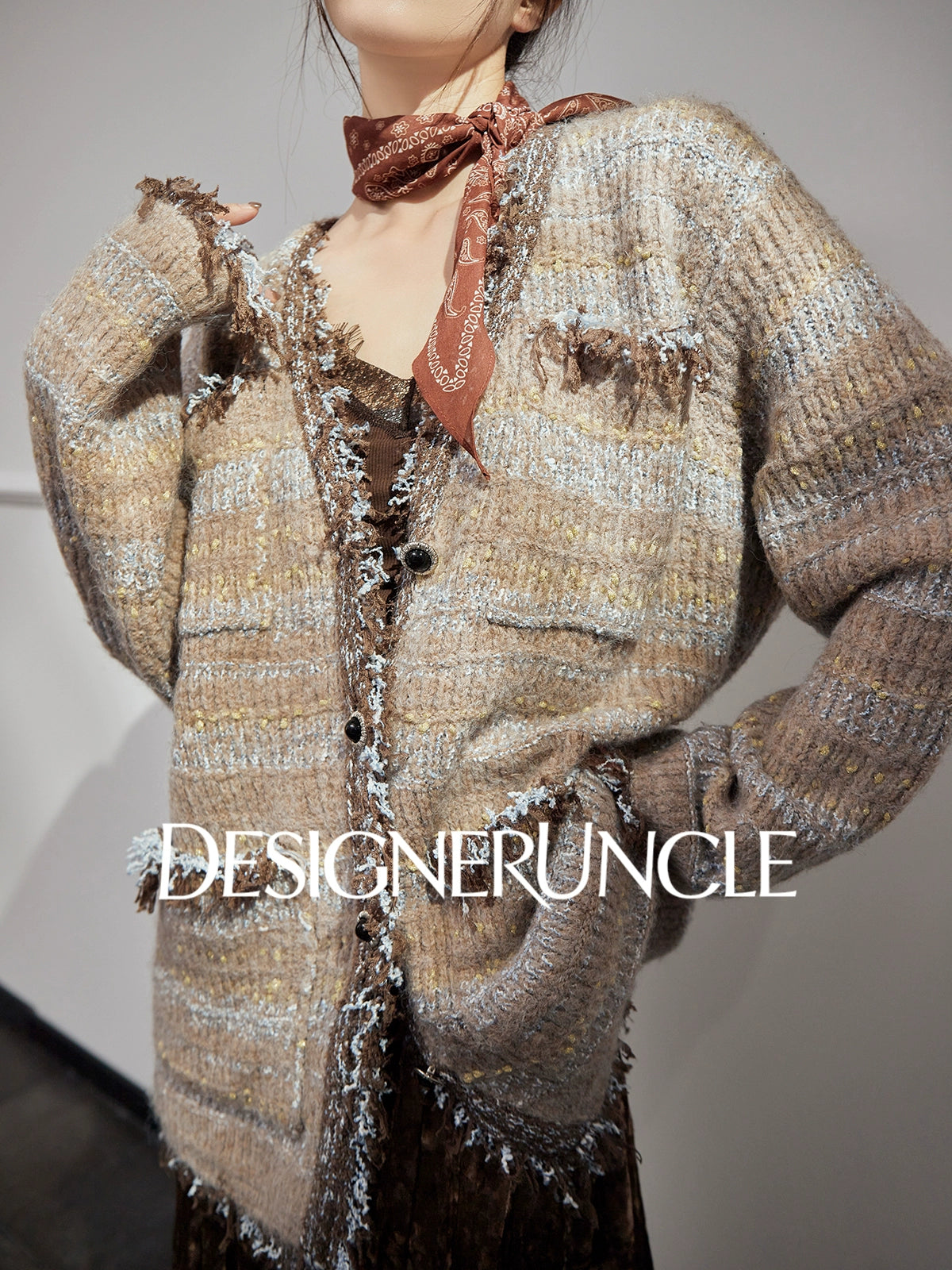 DGU "Twilight" black cardigan lazy style French retro versatile slimming top - DARCY.