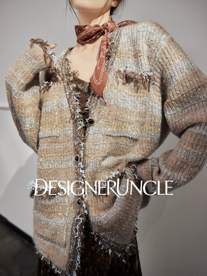 DGU "Twilight" black cardigan lazy style French retro versatile slimming top - DARCY.