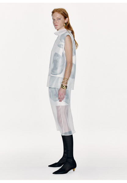 ATELIER MISS LU Spring/Summer Calla Lily Print Two-piece Tulle Top - PEDRO