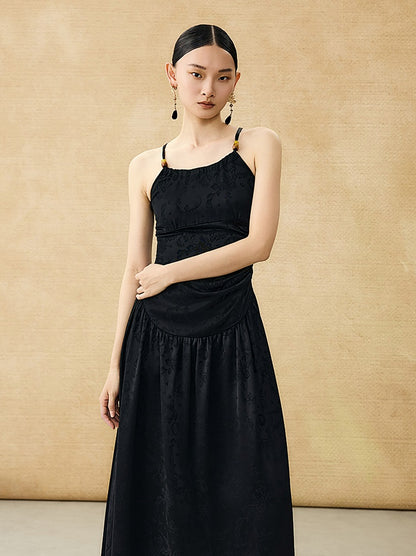 HECO Chinese Jacquard Halterneck Slip Dress  - KNO .