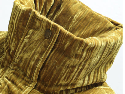 WANGXO |Pleated Velvet Jacket with Stand-Up Collar and Belt-ESMA.