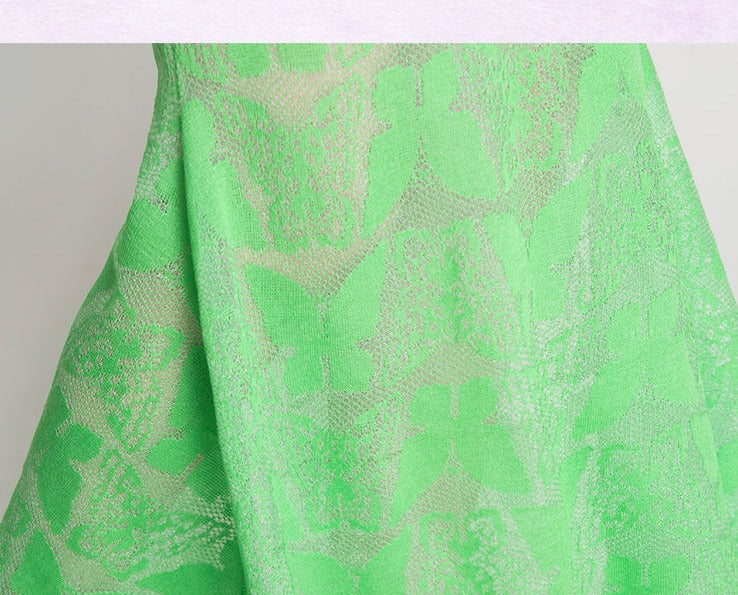 MagicQ jacquard crochet shawl detachable short sleeve vest fishtail skirt knit set - Harai