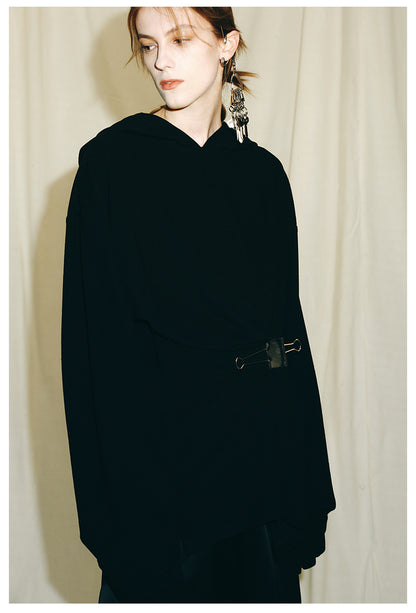 Autumn Winter luxury hoodie pinched pleated waist sweatshirt - kIC