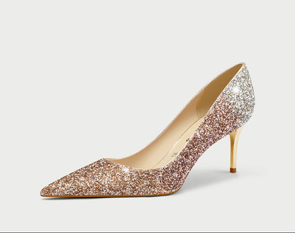 Pjjuu women's ballet flat  mid-heel kitten pointed toe wedding bridal pumps Shoes  - THRONE