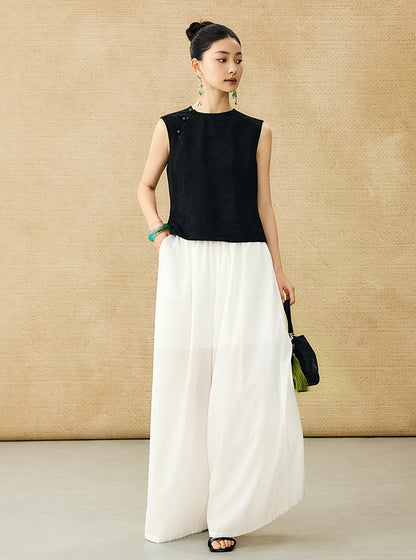 HECO Acetate High Waist Wide-leg Pants - TREY.