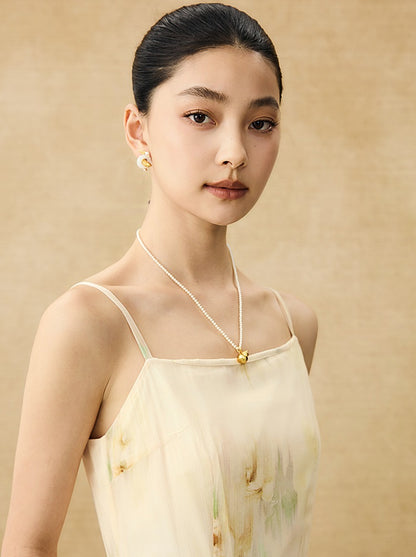 HECO Chinese Style Silk Chiffon Slip Summer Water Ripple Print Long Skirt - PEKKER.