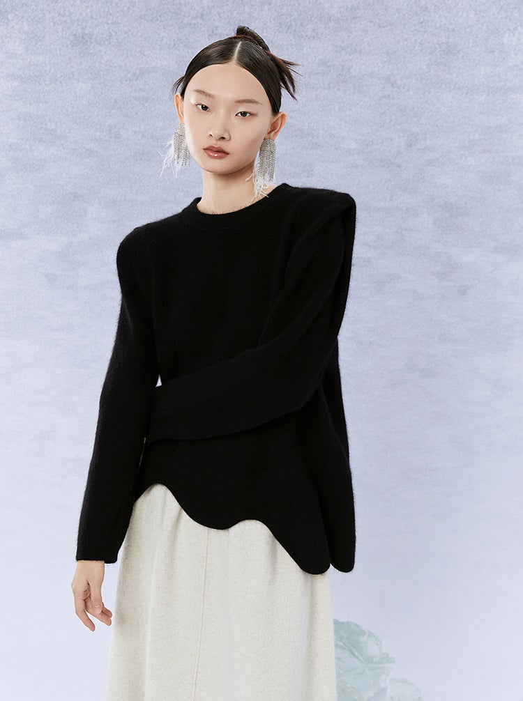 HECO Winter Warm Raccoon Fleece Wool Knitwear Sweater Women - side.