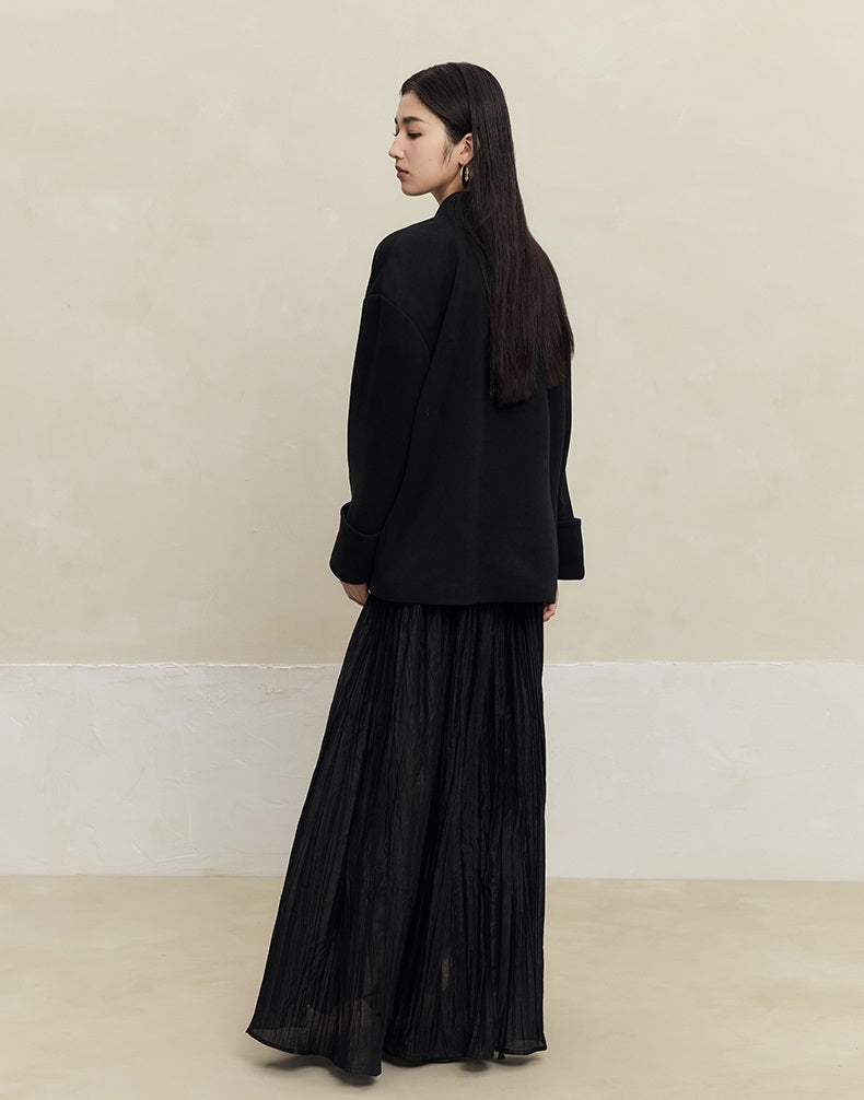 HECO Handmade Fan Bead Shoulder black white Blazer Women -sent.