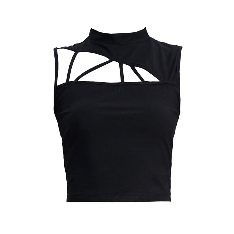 TINY IN triangle cut-out short tight women's summer vest-ASHAN