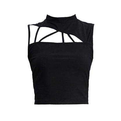 TINY IN triangle cut-out short tight women's summer vest-ASHAN