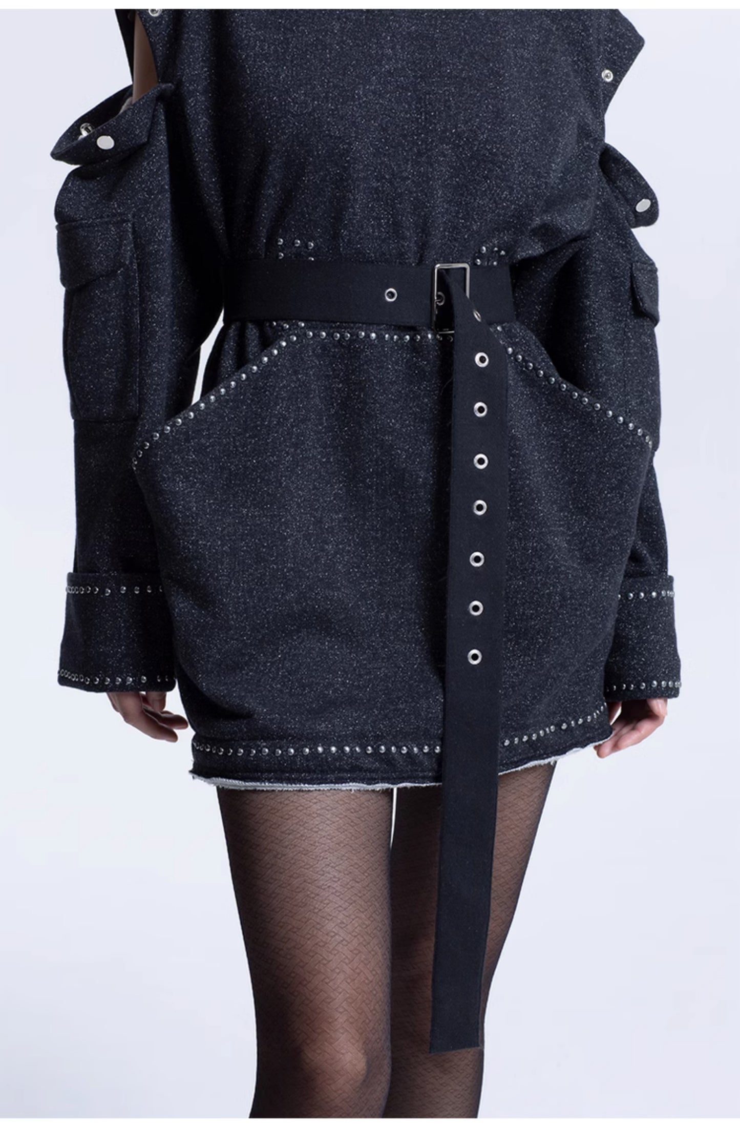 LEDI W Big pocket sweatshirt loose crew neck DRESS - Buol