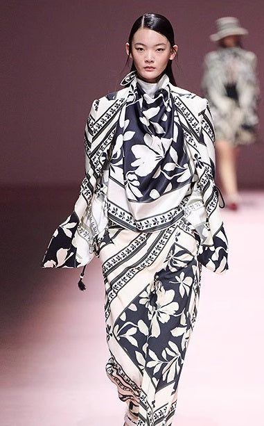 COMME MOI Lv Yan designer summer  black and white printed tassel straight-leg pants - KAIN.