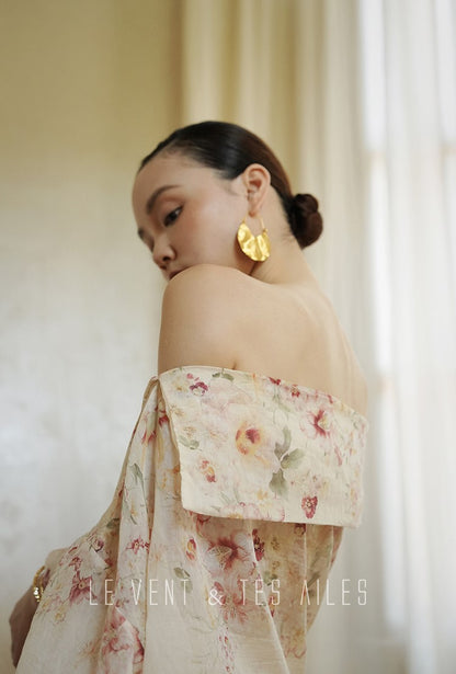 LE VENT&TES AILES Floral-print off shoulder top Skirt trousers set-RINA.