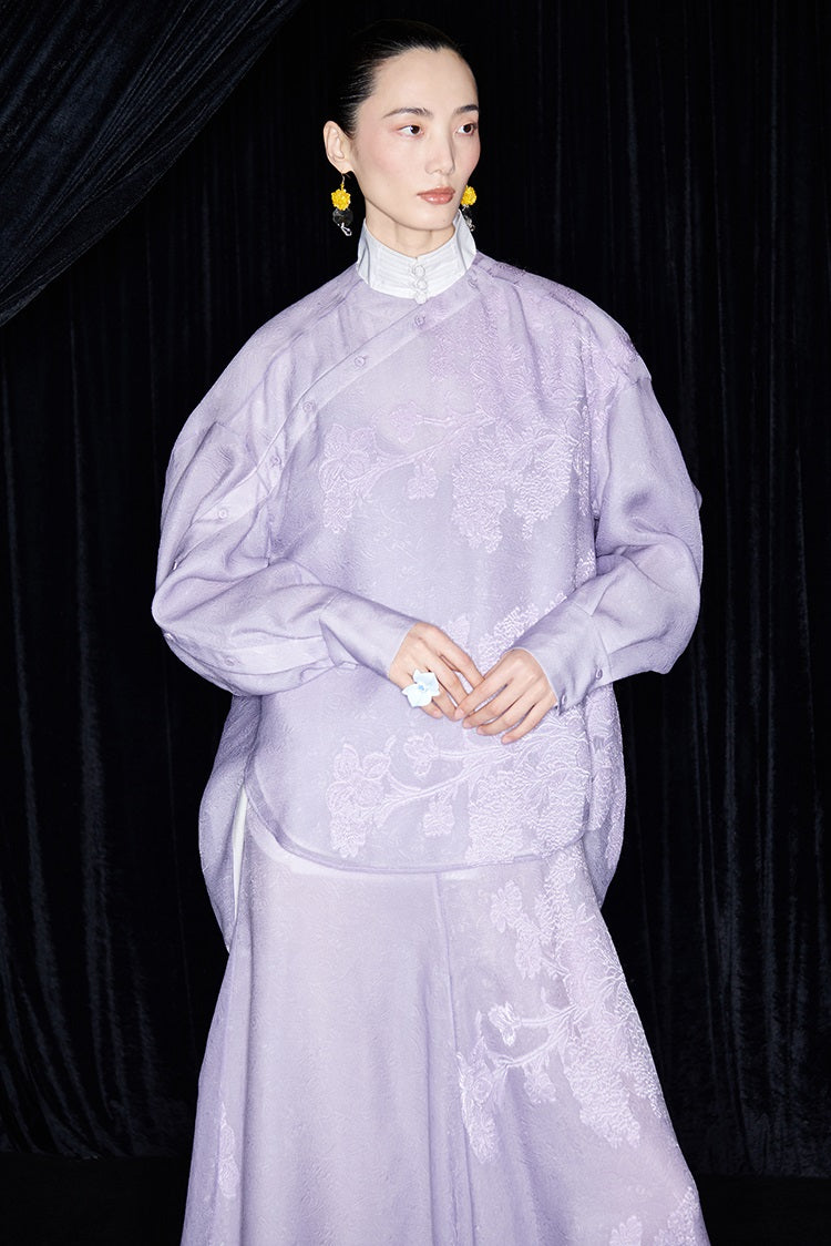 M essential Mackay designer taro jacquard silhouette placket shirt - JESSY.