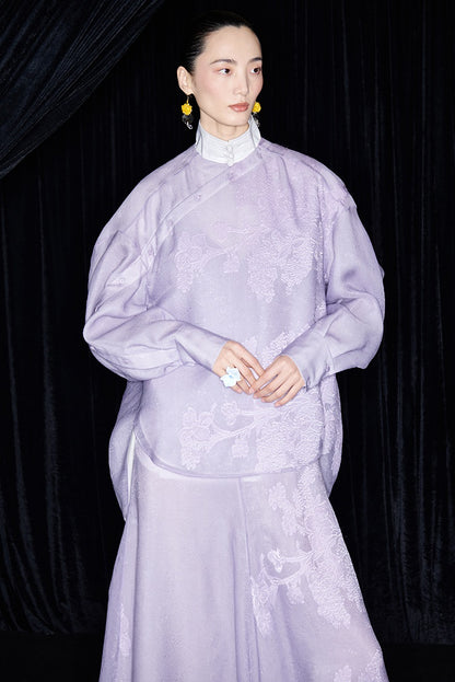 M essential Mackay designer taro jacquard silhouette placket shirt - JESSY.