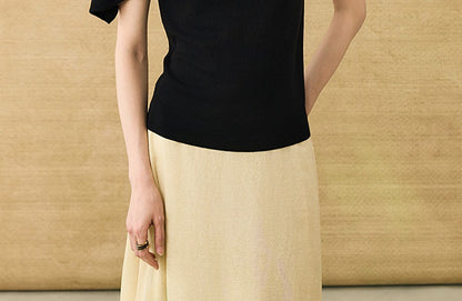 HECO Chinese temperament asymmetrical floating collar sleeveless base knit sweater - QUER.