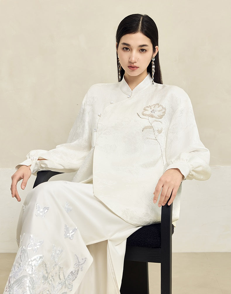 HECO Vinegar Peony Handmade Beaded Embroidered Tops Women - MERCY.