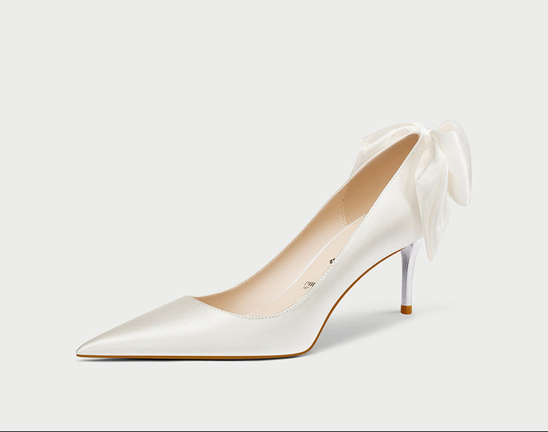 pjjuu women's new satin main wedding shoes - PERM