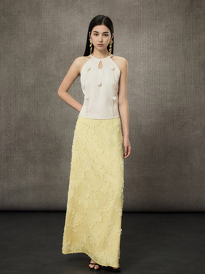 HECO Silk Texture High-Waist Straight Skirt - VIOLET.