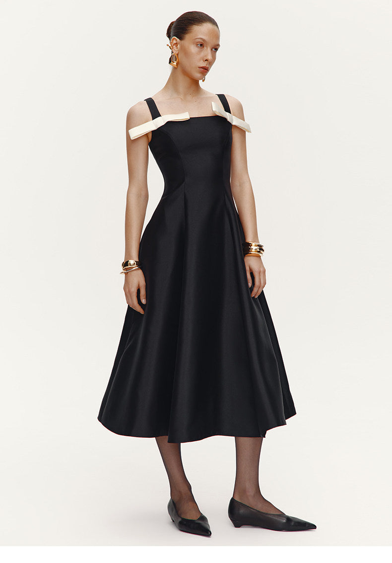 ATELIER MISS LU  Contrasting Bow Splicing Dress Long Skirt - MARTA.