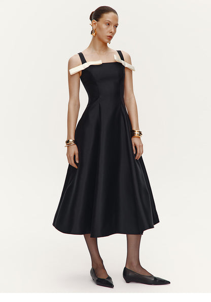 ATELIER MISS LU  Contrasting Bow Splicing Dress Long Skirt - MARTA.