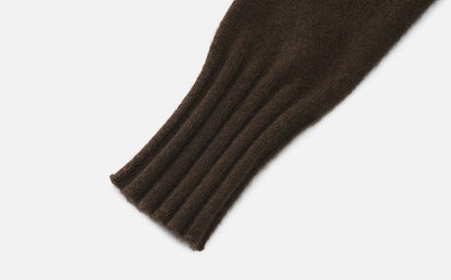 ZHUCHONGYUN Dark brown slim lapel collar knit top-SPIFF.