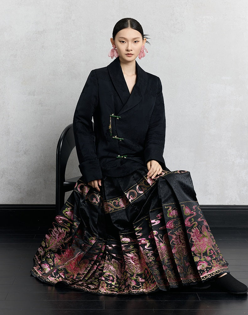 HECO Loose Butterfly Dark Grain Jacquard Thick Jacket - essie.