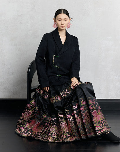 HECO Loose Butterfly Dark Grain Jacquard Thick Jacket - essie.