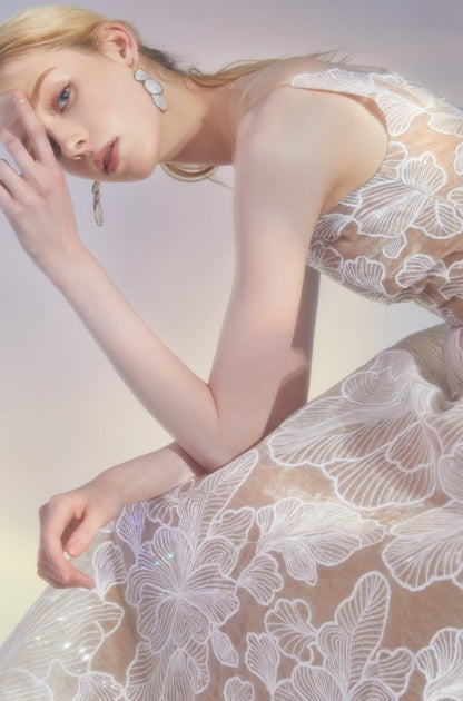 Wardrobes by Chen Elegant White Sleeveless Couture Lace Wedding Dress-Noa