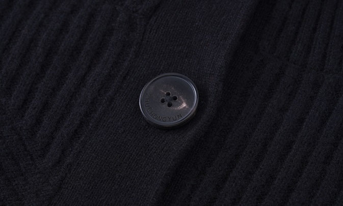 ZHUCHONGYUN winter black lapel loose wool knit top--NANA.