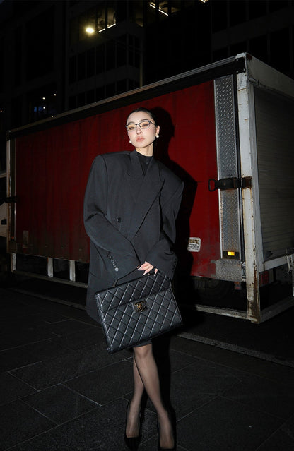 MEI SANGUAN black double-breasted oversized silhouette suit - ARIANNA