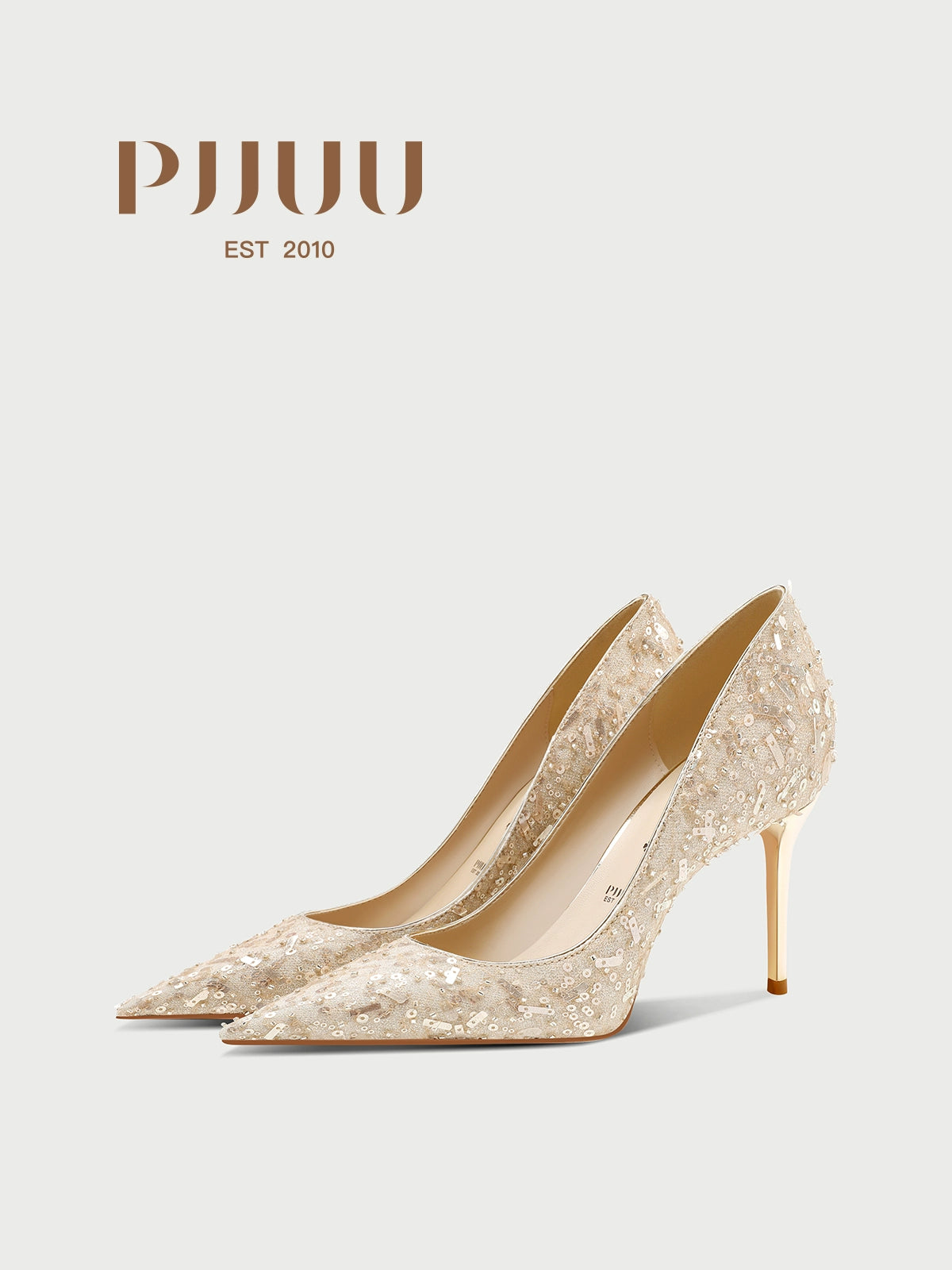 PJJUU champagne colored xiuhe pointed toe stiletto shoes  - EMLYN.
