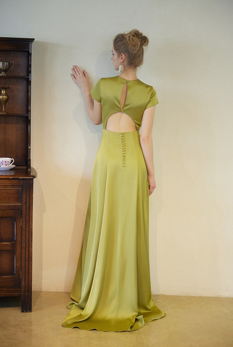 GOUDIN bridal short sleeves slim light luxury evening dress -TIAM.