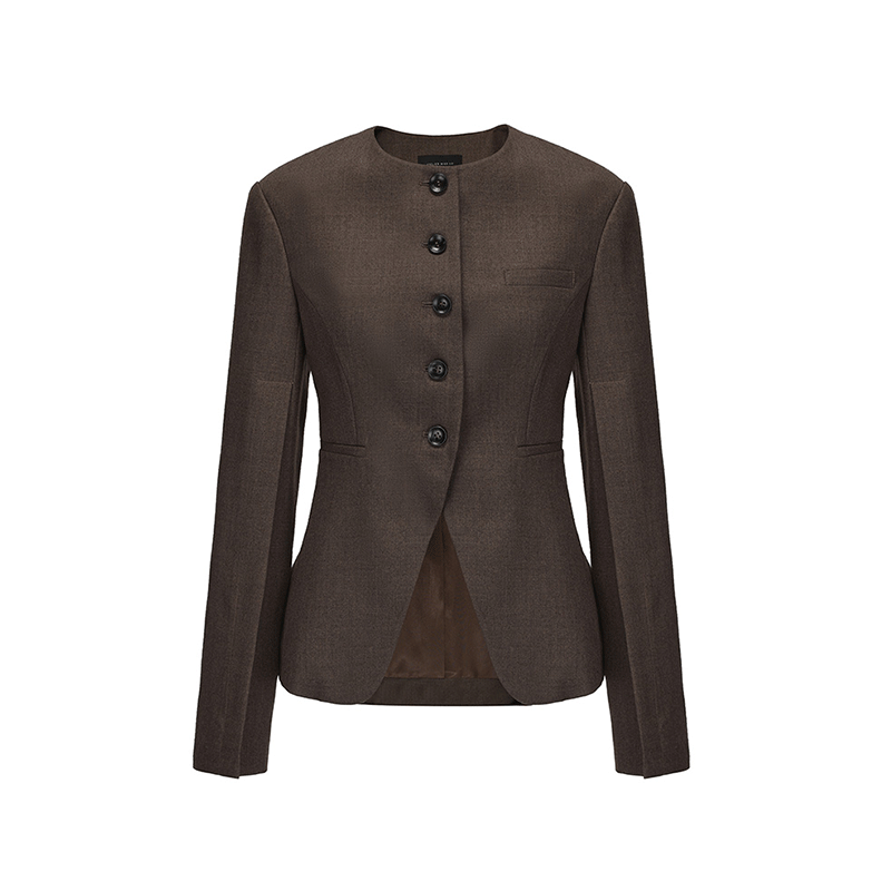 ATELIER MISS LU Slit Sleeve Cinched Waist Wool Blazer - MORGAN.