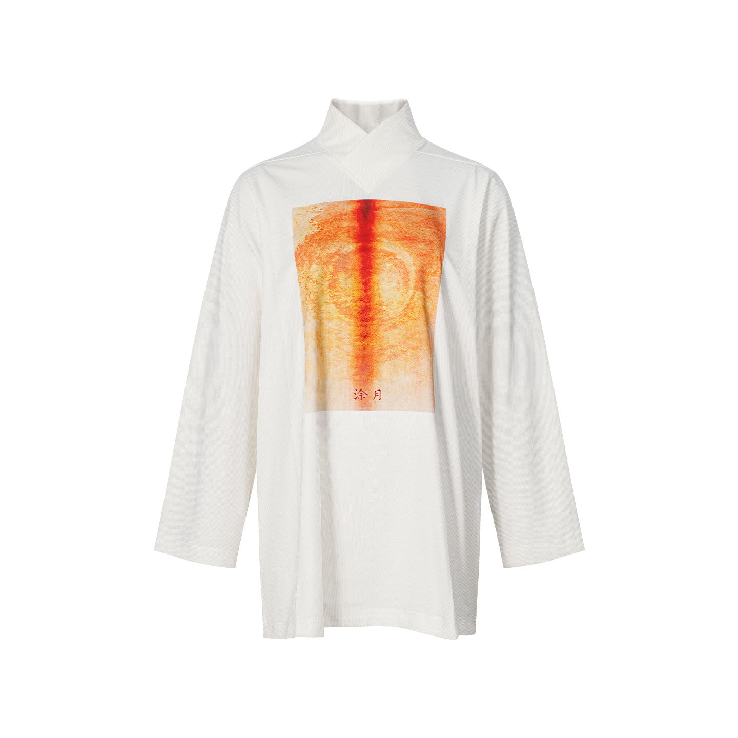 TUYUE White Hanjiao Collar Embroidery Mid-Length Cotton T-Shirt - CYNTHIA.