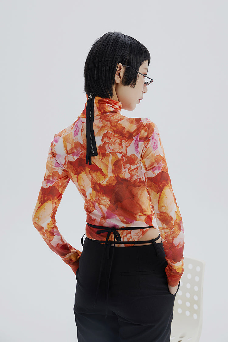 TINY IN art print t-shirt women's long sleeve slim top bodysuit -MACS